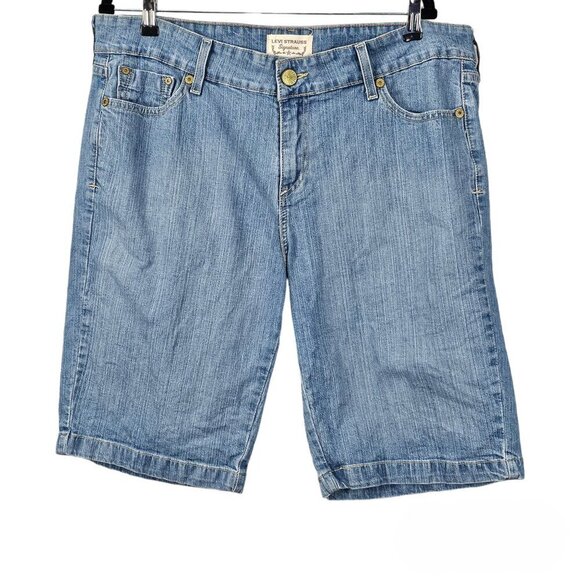 Levi Strauss Signature Denim High Waist Bermuda Jean Shorts - Picture 1 of 6